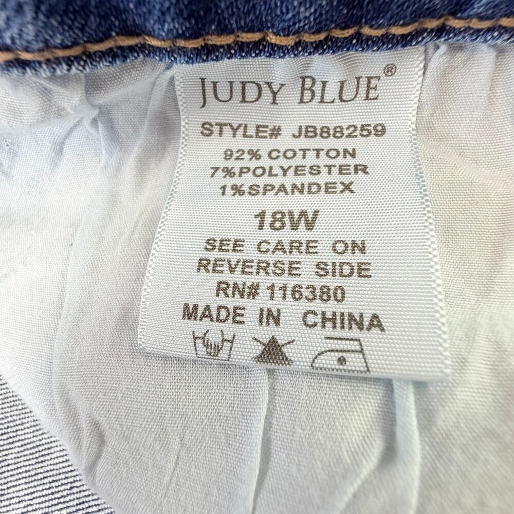 Judy Blue Women's Relaxed Fit Raw Hem Crop/Ankle Blue Denim Jeans Size 18W - Picture 5 of 11
